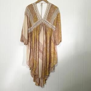 Free People Moon Child Lakeside Open Back Maxi Top Tunic Women's Medium